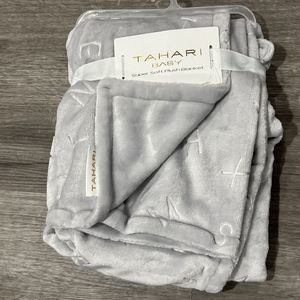 Tahari Baby Embossed Alphabet Letters ABC Blanket Security Lovey Gray Plush NEW